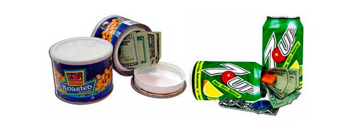 Cajas Camufladas con forma de latas de comida y refrescos