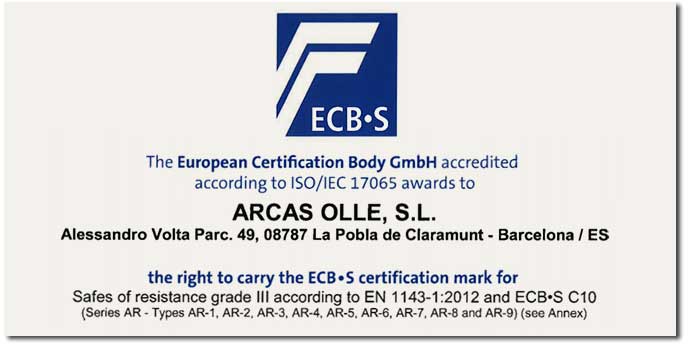 Certificado ECB·S de la Serie III de Arcas Ollé